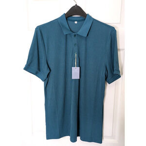 Mens Polo Shirt Golf Medium Golf Teal Short Sleeves Collared